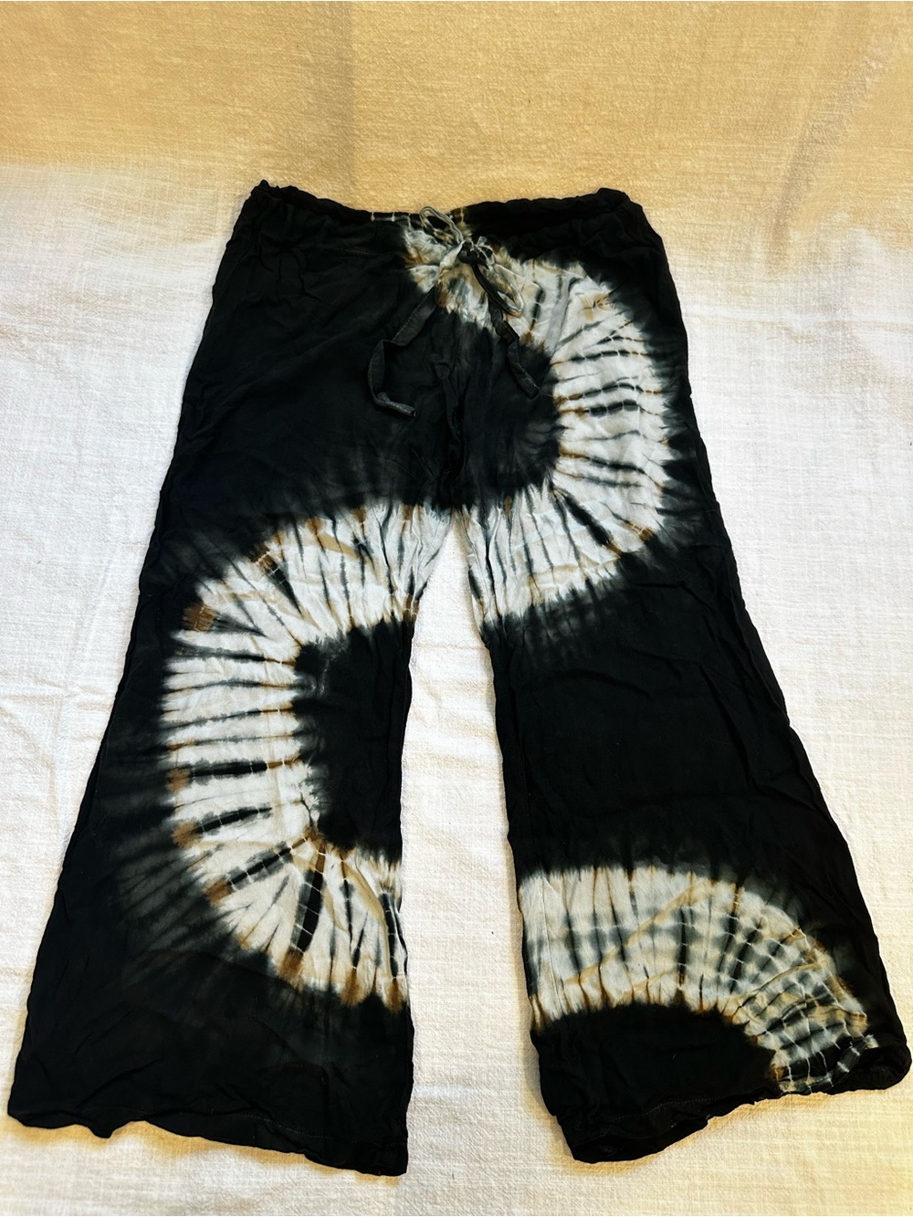 Women Black Boho Tie‑Dye Pants